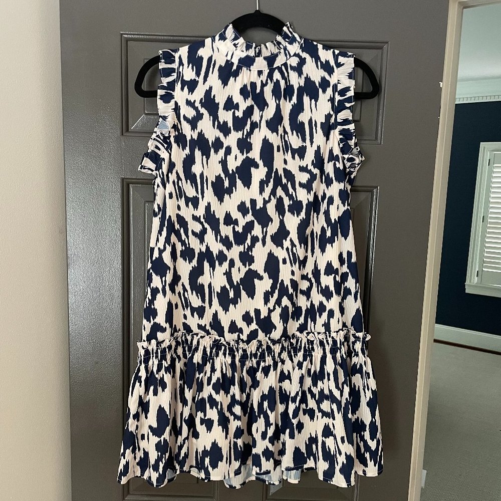 Pinch navy cream leopard print dress, size Small